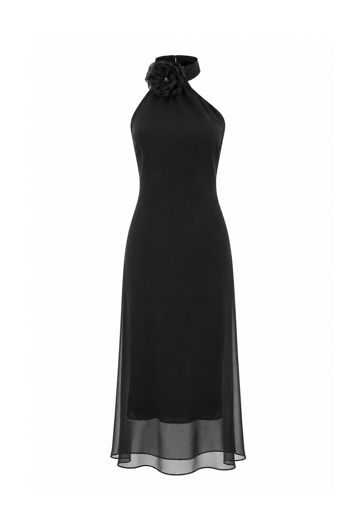 Black Florellia Midi Dress